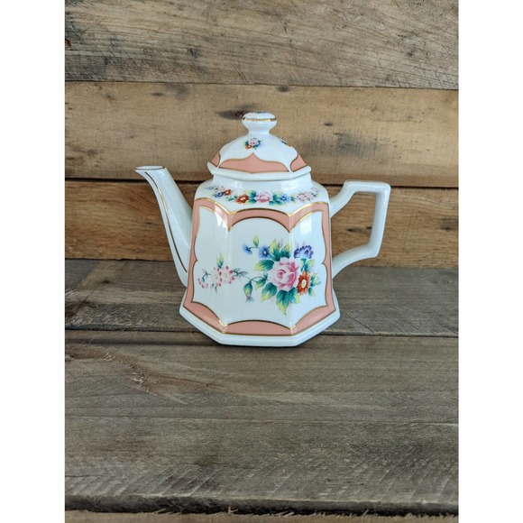 Vintage Lefton China Teapot in the Canton Rose Pattern MCM - Picture 1 of 11